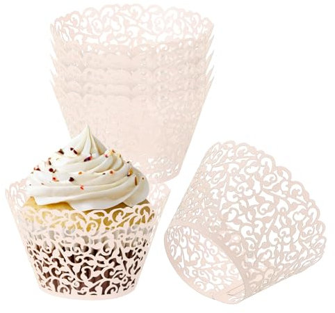 PATIKIL Cupcake Wrappers Paper, 50 Pack Baking Cups Standard Vine Decoration for Anniversary Birthday Weddings and Parties, Champagne