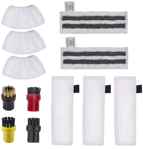 Eagles Steam Mop Replacement Pads, Compatible with Karcher SC Steam Cleaner Microfibre Cloth Set and Floor Nozzle Round Brushes for SC Floor Nozzle SC2 SC3 SC4 SC5(5 Mop Cloth and 2 Cloth Cover)