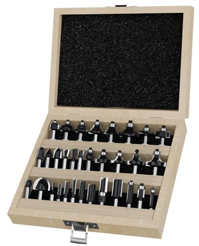 CSOOM Juego de 32 fresas profesionales con vástago de 8 mm y fresas de carburo para cortar y recortar madera