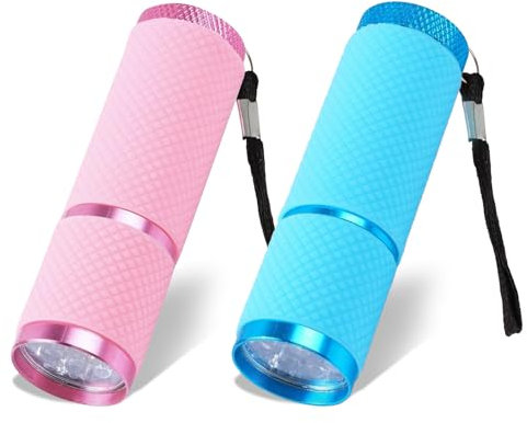 QTMMC Lot de 2 petites lampes de poche LED super lumineuses avec 9 LED, lampe de poche pour enfants avec cordon phosphorescent, pour adultes, camping, randonnée, extérieur, cadeau, sans piles [Classe