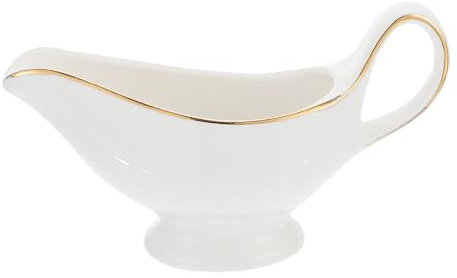 Séparateur de Graisse Petit pichet à sauce en céramique blanche avec poignée lisse, saucière en porcelaine for vinaigrette, crème anglaise, service de cuisine pour Vinaigrette, Jus de Rôti