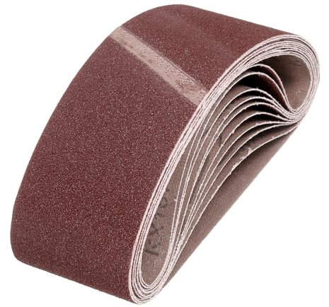 sourcing map 100mm x 533mm Sanding Belts, 9 Pcs 80 Grits Aluminum Oxide Abrasive Belt Sander File Belt for Woodworking, Metal Polishing, Knife Sharpener