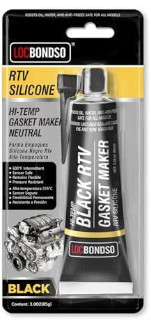 LOCBONDSO RTV Gasket, Silicone Alte Temperature, Pasta Nera Guarnizioni Motore, Resistente A Olio, Sigillante Per Riparazioni Auto, Motori, Ingranaggi, Coppa Olio,nero-85g (-62°C to 315°C)