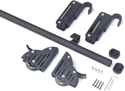 3.3ft 26.2ft Sliding Ladder Track Kit, Telescoping Ladder Hardware with Top Roller and Floor Wheels, Heavy Duty Railing System for Home and Office Use