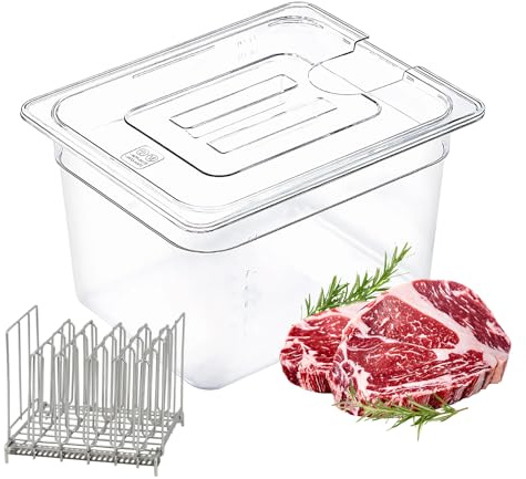 Zertylre Récipient sous vide, mijoteuse basse température avec couvercle, capacité 11 litres avec couvercle et plateau pour cuire de nombreuses marques de steaks, steaks à bœuf
