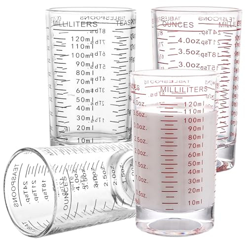 MUXHEL 4 Stück Messbecher Shotglas mit Waage, 120ml Espresso Schnapsgläser, SchnapsgläSer, Mini Messbecher Cocktail, für Party, Küche, Cocktail, Wodka, Tequila