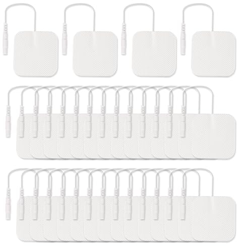 32 Stück TENS Elektroden Pads 5x5 cm 2 mm Steckanschluss | Selbstklebende Elektrodenpads mit zuverlässiger Haftung für kompatible TENS- und EMS-Geräte