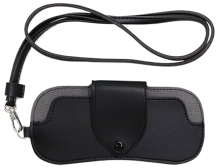 Generico Borsellino Per Occhiali Da Sole In Pelle | Custodia con Cordino Regolabile per Collo | Organizzatore Portatile in Pelle PU per Attività Sportive e Viaggi