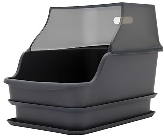 XX-Large Hooded Sifting Litter Box for Pine Pellets - Extra Large Cat Litter Box with Lid for Big Cats, Multi-Cat Households, High Sided Sifter Pan, XL Waste Storage Box with Stainless Steel Insert