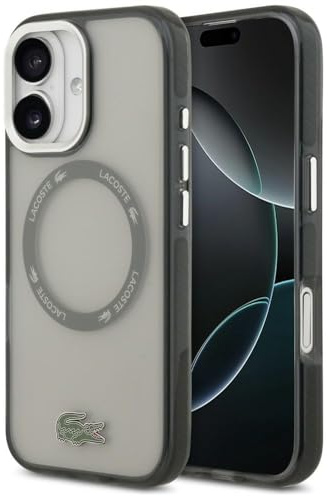 CG MOBILE Lacoste Shockproof Transparent Frosted kompatibel mit MagSafe Hülle für iPhone 17 x (Grau)