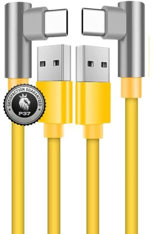 P37 Cable USB-C Gaming 90° Pack 2 Unidades 1,8m – Mi Turbo/Turbo Charge 90W/67W/45W/33W Compatible con Xiaomi/Redmi/Poco/Black Shark, ROG Phone 9, RedMagic 10 Pro – Datos 480 Mbps