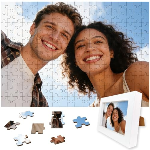 Puzzle personalizzati per adulti 1000/500/300/200/70/35 pezzi, puzzle in legno personalizzato con cornice, regalo unico personalizzato per famiglia, amici, animali domestici, compleanno, Natale