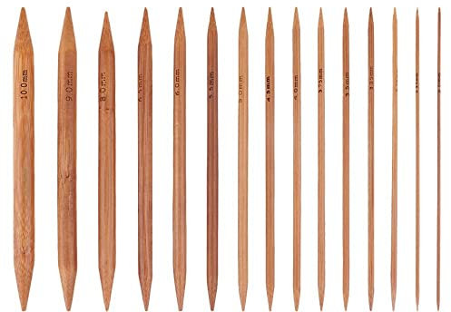 Agujas de Tejer, 75pcs conjunto de agujas de tejer de bambú, agujas de tejer carbonizadas de doble punta para DIY creativo hecho a mano, 8 '' longitud 15 tamaños (2.0mm -10.0mm)