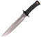 Muela Cuchillo Mirage MIRAGE-23 hoja de acero MoVa de 23 cm y empuñadura de goma negra para Caza, Pesca, Supervivencia y Bushcraft Realizado en Ciudad Real + Portabotellas de regalo