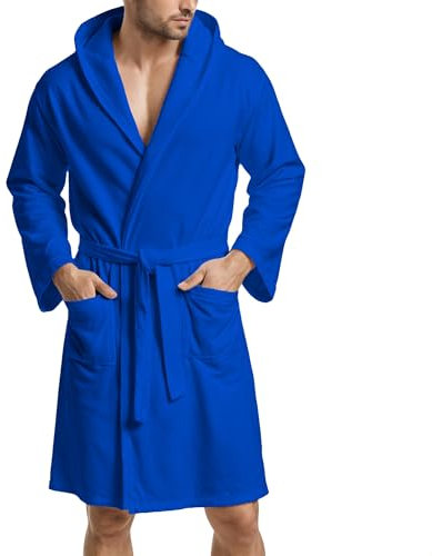 PETTI Artigiani Italiani - Bademantel Microfaser für Herren und Damen, Electric Blue, XXXL, 100% Mikrofaser