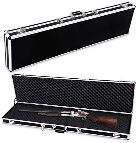 GOPLUS Aluminium Waffenkoffer, Gewehrkoffer, Gewehrtasche Waffenfutteral, Pistolenkoffer, mit Schaumstoffeinlage, abschließbar 133,5 x 34,5 x 11,5 cm, Farbewahl