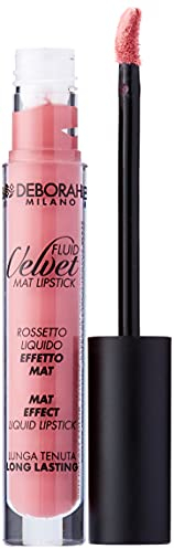 Deborah Fluid Velvet Lipstick N.19 Light Mauve Lunga Tenuta, con Mix di Oli per Labbra Idratate, Morbide e Vellutate