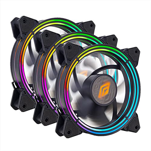 Noua Zephyr 3 Ventole Triplo Halo ARGB – RGB Indirizzabili, Ventole per Case da 120 mm 1100RPM con Fan Hub e Telecomando, Sincronizzato con Scheda Madre 5V a 3 Pin