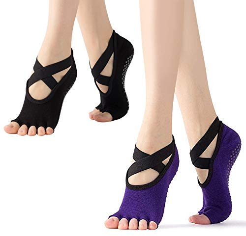 Xrten 2 Paar Yoga Socken Damen Rutschsocken Stopppersocken für Sport Ballett Yoga Pilates