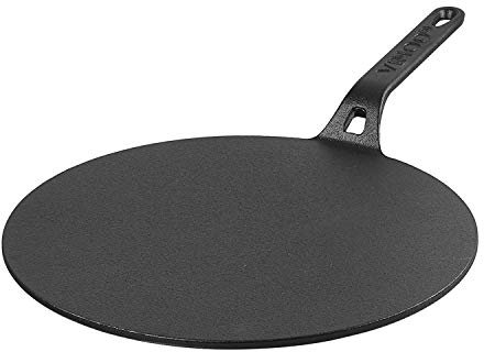 Vinod Legacy Pre Seasoned Cast Iron Flat Roti Tawa with Handle - 28 cm/Chapati, Dosa, Naan, Omlette Kallu Tava / 100% Pure Naturally Non Stick/Toxin & Rust Free/Gas Base