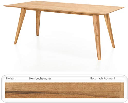 expendio hochwertiger Esstisch Olavi 11 Kernbuche 180x90 cm Massivholztisch rechteckig Platte nach unten abgeschrägt Massivholz