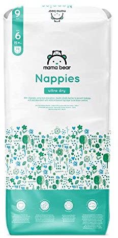 Amazon-Marke: Mama Bear Ultra Dry Windeln Größe 6 (15+ kg), Weiß, 70 Stück (1-er Pack)
