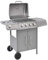 Tidyard Gasgrill 4+1 Brenner Grillwagen Grillschrank BBQ Grill Standgrill Grillwagen Grillstation Gartengrill Wagengrill Barbecue Silbern