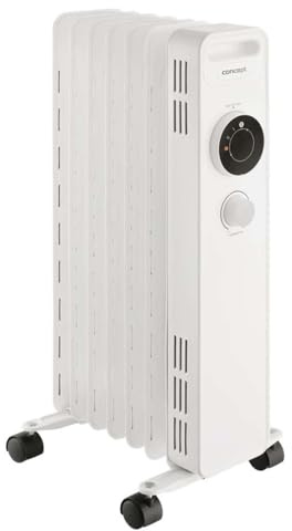 CONCEPT Hausgeräte Radiador de aceite RO3307, 3 niveles de calor, 7 aletas, protección contra sobrecalentamiento, 1500 W