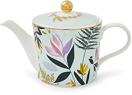 Sara Miller SMOS78923-XG Portmeirion Orchard Tea Pot Duck Egg Sage, Porcelain,Silver