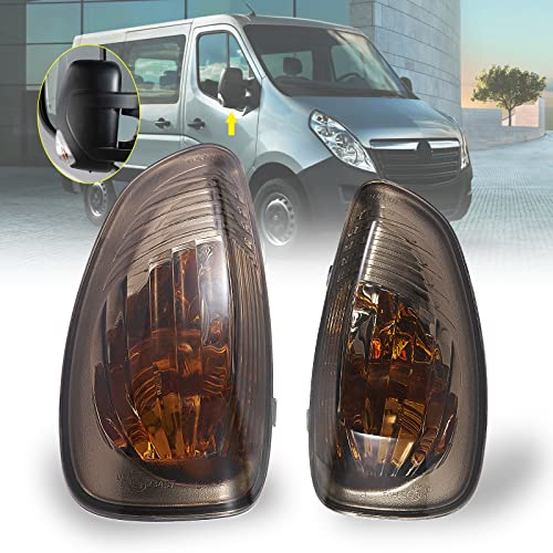 Seitenblinker Außenspiegel Spiegel Blinker für RENAULT Master III(EV/FV/HV/JV/UV) 02/2010-UP NISSAN NV400 11-UP OPEL Movano B X62 05/2010-UP 1 Paar (12V W16W Leuchtmittel nicht enthalten) grau Linse