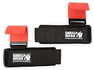Gorilla Wear - Weight Lifting Hooks - schwarz/rot - Bodybuilding Krafttraining Gym Training Gewichtheben Unterstützung Stabilisierung mit Logos für Sport aus Nylon und Stahl