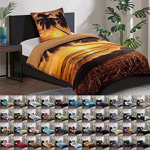 Sanilo® Bettwäsche 135x200 cm, 100% feinste Baumwolle, 2-teilig, Bettbezug, Kissenbezug 80x80cm, Oeko-TEX Zertifiziert (Summer, 2-teilig 135x200 cm)