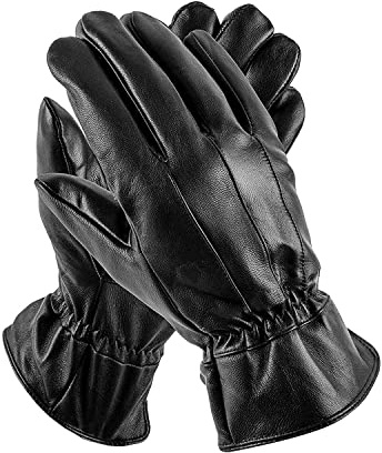 Woodland Leathers Mens Leather Gloves, Winter Warm 100% Leather Gloves with Thermal Lining Outdoor Driving for Cold Weather
