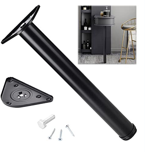 Jolan Pieds De Table Réglables Noirs, Pieds De Meubles en Métal Pieds D'armoire Pieds De Bureau Pieds De Table De Bar, Pieds De Interchangeables De Meubles Jambes De Support, Blanc,Black-90cm(35.4in)
