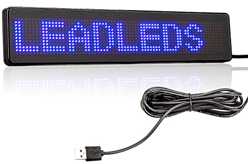 Leadleds 23x5cm LED Autoschild Anzeigetafel Bluetooth verbundenes Smartphone programmierbar für Autofenster, Taxi, Ladenfront (Blau)