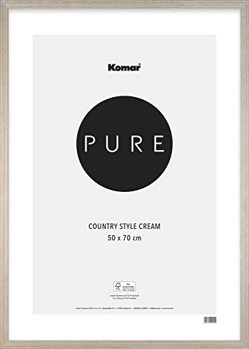 Komar Bilderrahmen Holz Country Style Grey 50 x 70 cm - mit hochtransparentem bruchsicherem Kunststoff/Acrylglas - weiß - Fotorahmen, Wandrahmen - BI-5070-CS-CR