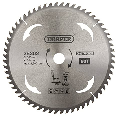 Draper 28362 TCT Construction Circular Saw Blade, 305 x 30mm, 60T