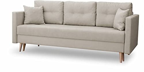 bonni Schlafsofa Lahti, Sofa mit Bettkasten und Schlaffunktionn, Klappsofa, Schlafcouch, Bettsofa, Couch vom Hersteller,Couch, Couchgarnitur, Sofagarnitur (Beige)