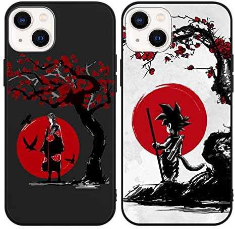 [2 Stück] Schutzhülle für Apple iPhone 13 6.1 Zoll Junge Kinder Anime Hülle und mit Cartoon Akatsuki Kakashi Motiv Handyhülle, Matte Stoßfest TPU Silikon Cover für iPhone 13