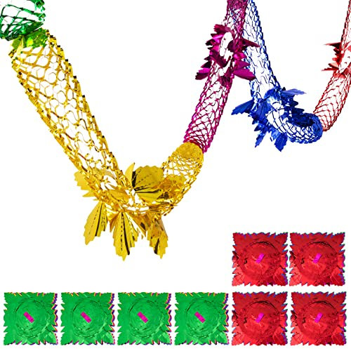 8pcs Christmas Ceiling Decorations Foil Christmas Decorations Indoor 80s 90s Retro Colourful Hanging Foil Garland for Festive Xmas (Multi-coloured)