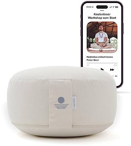 Inner Peace Meditationskissen Yogakissen - Waschbarer Bezug aus 100% Baumwolle (Natur)