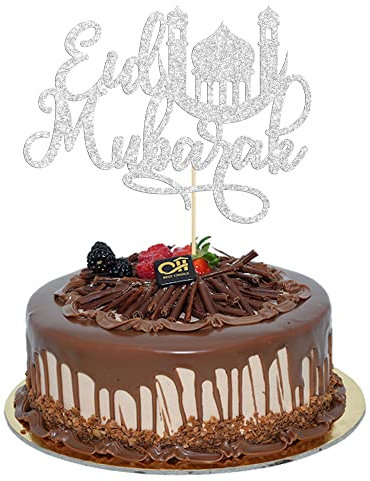 1 Packung Eid Mubarak Tortenaufsatz Silber Glitzer Mond Stern Hajj Mubarak Eid Cake Picks Islamische Muslimische Eid Mubarak Festival Ramadam Kareem Party Kuchen Dekorationen Supplies