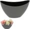 Cepewa Dekoschale │ 24x14x10cm Kunststoff grau schwarz │ Pflanzschale in Bootsform (1 x oval grau schwarz 24x14x10cm)