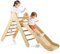 COSTWAY Kletterdreieck mit Rutsche, Klettergerüst aus Holz, Sprossendreieck zum Rutschen und Klettern, für Kinder ab 1 Jahre (Natur)