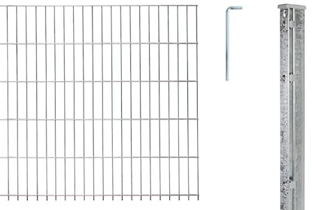 Alberts 644208 Doppelstabmattenzaun als 12 tlg. Zaun-Komplettset | verschiedene Längen und Höhen | feuerverzinkt | Höhe 83 cm | Länge 10 m