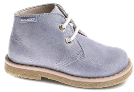 Pablosky Botitas de Bebé Niña rosas de Piel con Cordones