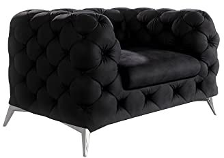 S-Style Möbel Maria Sessel Stuhl Wohnzimmer Chesterfield Loungesessel Clubsessel Polstersessel Cocktailsessel Wartezimmer Einzelsessel Möbel Sofa Sessel & Stühle Lounge Schwarz 125x100x73 cm