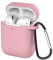 Airpods 2nd Generation Case Cover: 1st & 2nd Generation Apple Airpods Case Soft Silicone Protective Cover with Keychain Hook｜Waterproof 1st & 2nd Gen Airpods Case Protector with Dust Plug｜Pink