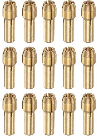 sourcing map 15pcs Brass Collet 2.4mm Brass Drill Chucks Mini Electric Grinder Quick Change Drill Chuck Bit Sets for Rotary Tools, 4.3mm Shank Diameter
