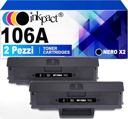 INKPACT Tonerkartuschen mit CHIP kompatibel mit HP 106A W1106A für HP Laser MFP 137fnw HP Laser 107w MFP 135a MFP 135w MFP 135r Laser 107a 107r MFP 135wg MFP 137fwg (2 Schwarz)